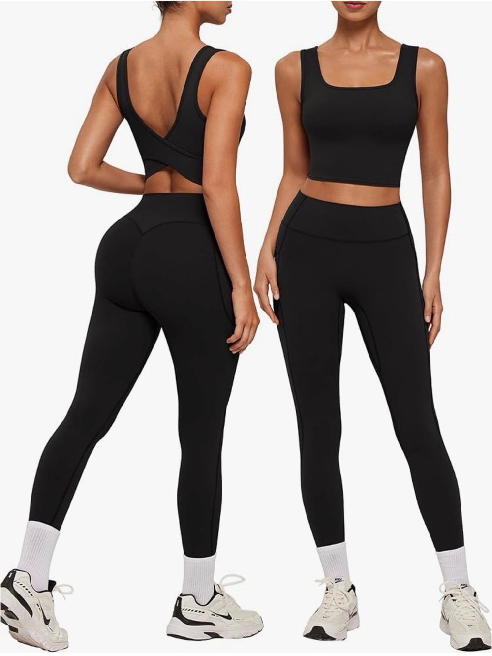 Crossover Back Womens Workout Sets Pilates Outfits Yoga Gym Set